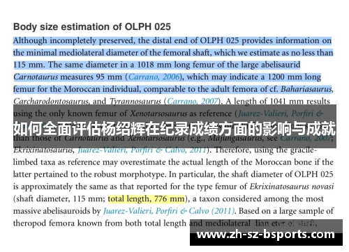 如何全面评估杨绍辉在纪录成绩方面的影响与成就