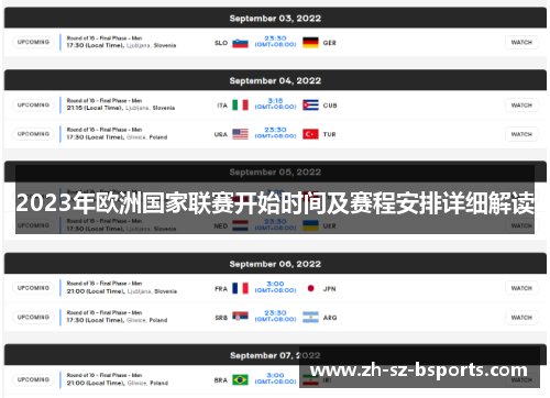 2023年欧洲国家联赛开始时间及赛程安排详细解读